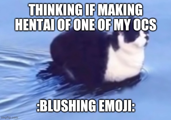 he be floatin | THINKING IF MAKING HENTAI OF ONE OF MY OCS; :BLUSHING EMOJI: | image tagged in he be floatin | made w/ Imgflip meme maker