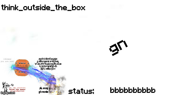 plantilla de anuncio de pensar fuera de la caja | gn; bbbbbbbbbb | image tagged in plantilla de anuncio de pensar fuera de la caja | made w/ Imgflip meme maker