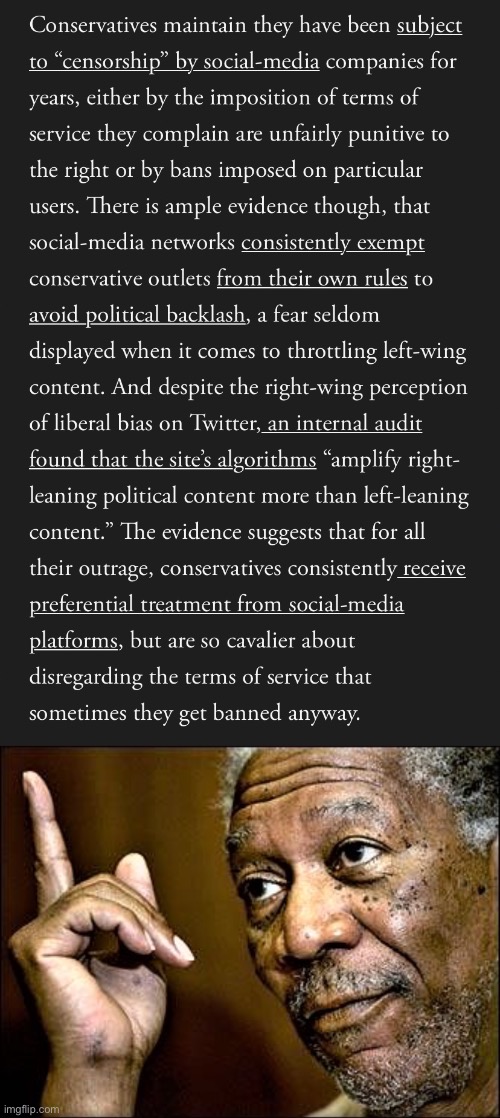 image tagged in conservative free speech hypocrisy,morgan freeman this hq | made w/ Imgflip meme maker