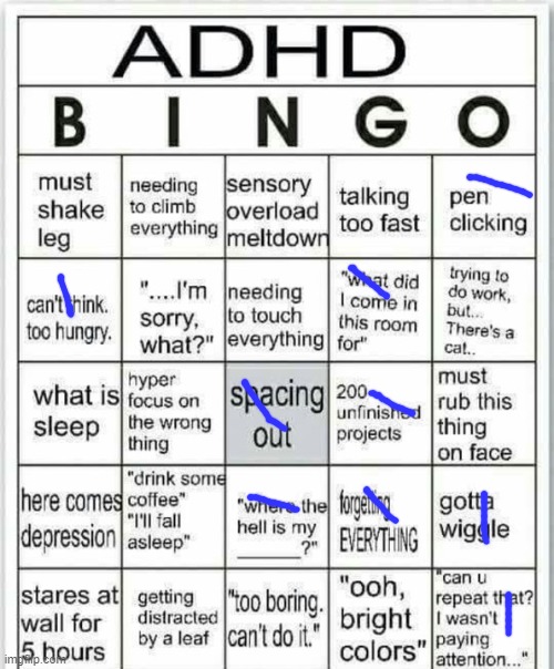 Idk | image tagged in adhd bingo | made w/ Imgflip meme maker