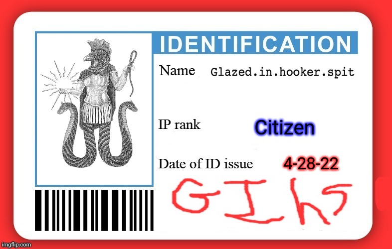 Chthonic ID | Citizen; 4-28-22 | image tagged in dmv id card | made w/ Imgflip meme maker