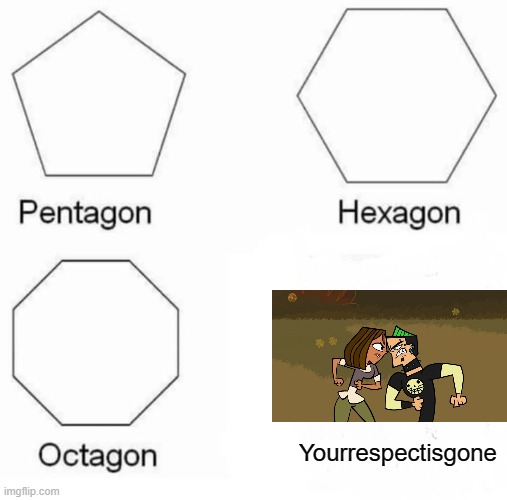 Losing respect | Yourrespectisgone | image tagged in memes,pentagon hexagon octagon,total drama | made w/ Imgflip meme maker