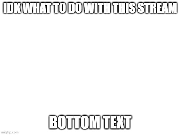Blank White Template | IDK WHAT TO DO WITH THIS STREAM; BOTTOM TEXT | image tagged in blank white template | made w/ Imgflip meme maker