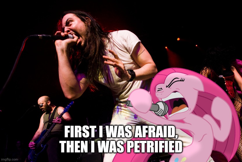 FIRST I WAS AFRAID, THEN I WAS PETRIFIED | image tagged in hard rock,my little pony,in real life | made w/ Imgflip meme maker