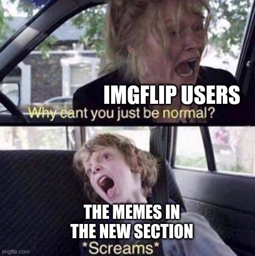 free minced onion | IMGFLIP USERS; THE MEMES IN THE NEW SECTION | image tagged in why can't you just be normal | made w/ Imgflip meme maker