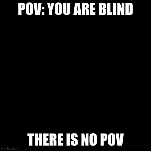 POV: I'm not blind to make the meme | POV: YOU ARE BLIND; THERE IS NO POV | image tagged in memes,blank transparent square | made w/ Imgflip meme maker