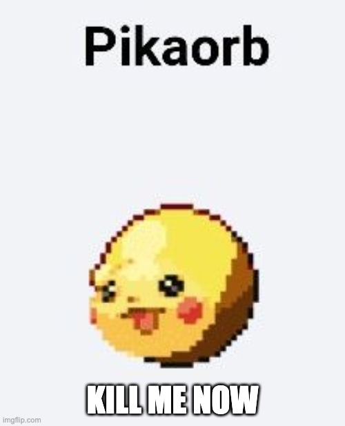 why is pokemon fusion so cursed? | KILL ME NOW | image tagged in pikaorb,pokemon fusion,cursed | made w/ Imgflip meme maker