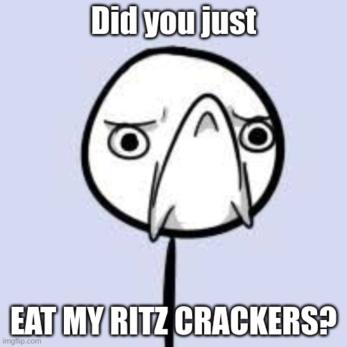 Ritz |  Did you just; EAT MY RITZ CRACKERS? | image tagged in disappointment | made w/ Imgflip meme maker