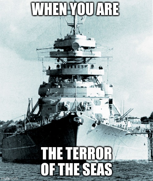 Boat | WHEN YOU ARE; THE TERROR OF THE SEAS | image tagged in bismarck | made w/ Imgflip meme maker