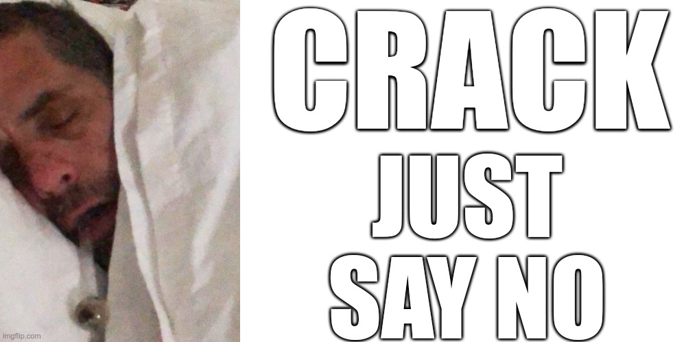 CRACK JUST SAY NO | image tagged in hunter biden cracker pipe,blank white template | made w/ Imgflip meme maker