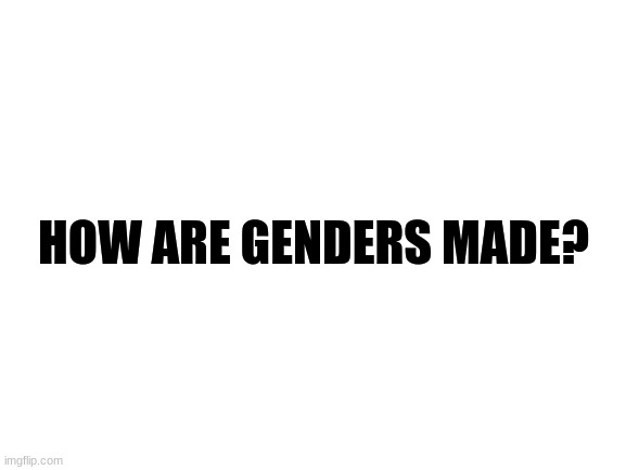 Modnote: This is being approved with the sole idea that the op is genuinely curious, any proof otherwise and this will disproved | HOW ARE GENDERS MADE? | image tagged in blank white template | made w/ Imgflip meme maker