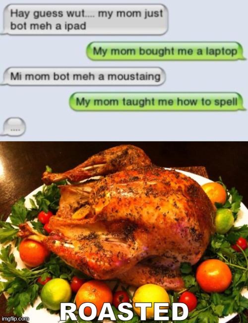 ROASTED | image tagged in roasted turkey | made w/ Imgflip meme maker