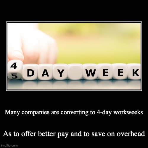4-Day Workweek | image tagged in demotivationals,work | made w/ Imgflip demotivational maker