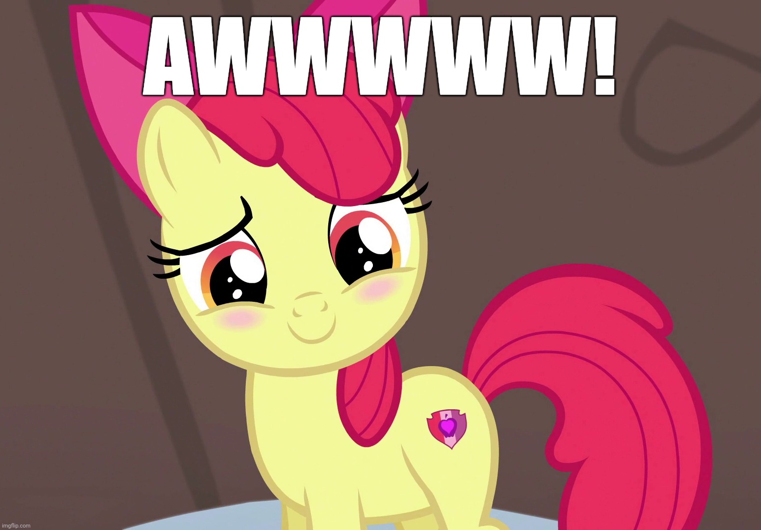 Cute Applebloom (MLP) | AWWWWW! | image tagged in cute applebloom mlp | made w/ Imgflip meme maker