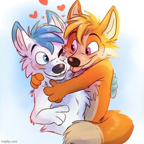 Furry hug (by SussyCinderace_hehe) | image tagged in furry hug by sussycinderace_hehe | made w/ Imgflip meme maker