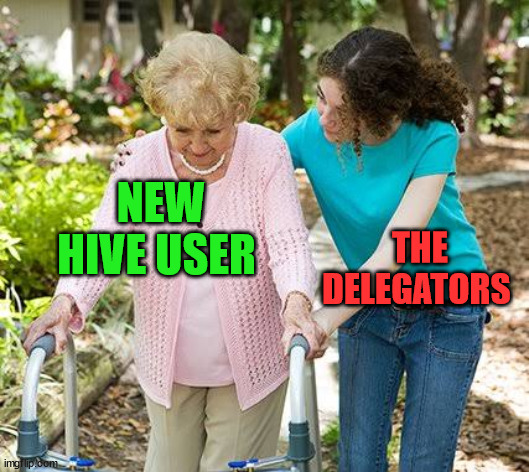 hive and delegation | NEW HIVE USER; THE DELEGATORS | image tagged in hive,crypto,meme,delegation,funny,fun | made w/ Imgflip meme maker