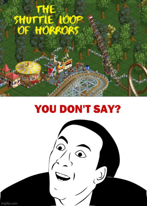 Wtf is the shuttle loop of horrors? | image tagged in memes,you don't say,rollercoaster tycoon,funny,horror,creepy | made w/ Imgflip meme maker