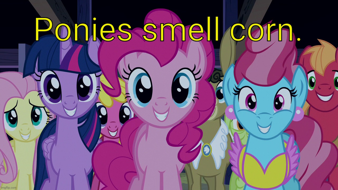 Cute Ponies (MLP) | Ponies smell corn. | image tagged in cute ponies mlp | made w/ Imgflip meme maker