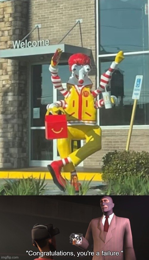 Ronald McDonald | image tagged in congratulations you're a failure,reposts,repost,mcdonald's,ronald mcdonald,memes | made w/ Imgflip meme maker