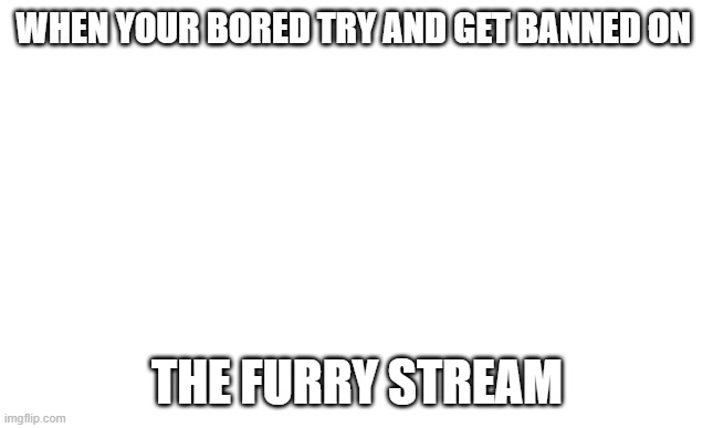 war | WHEN YOUR BORED TRY AND GET BANNED ON; THE FURRY STREAM | image tagged in war | made w/ Imgflip meme maker