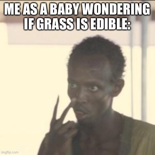 Look At Me | ME AS A BABY WONDERING IF GRASS IS EDIBLE: | image tagged in memes,look at me | made w/ Imgflip meme maker
