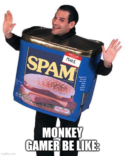 No offense it's just a joke | MONKEY GAMER BE LIKE: | image tagged in spam | made w/ Imgflip meme maker