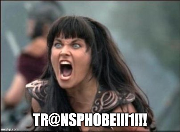 Angry Xena | TR@NSPH0BE!!!1!!! | image tagged in angry xena | made w/ Imgflip meme maker