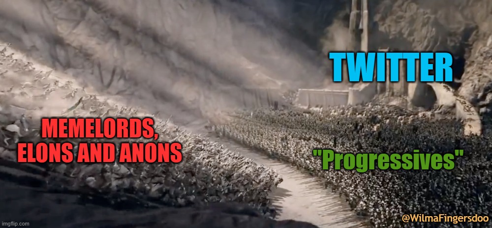  TWITTER; "Progressives"; MEMELORDS, ELONS AND ANONS; @WilmaFingersdoo | image tagged in elon,twitter,free speech | made w/ Imgflip meme maker