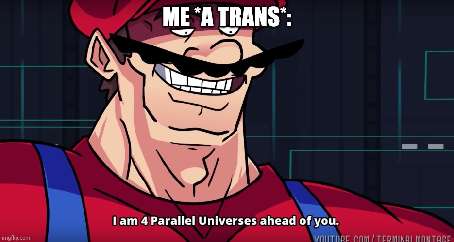 I am 4 Parallel Universes ahead of you. | ME *A TRANS*: | image tagged in i am 4 parallel universes ahead of you | made w/ Imgflip meme maker