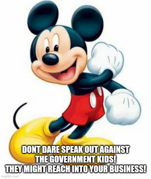 mickey mouse  | DONT DARE SPEAK OUT AGAINST THE GOVERNMENT KIDS!
THEY MIGHT REACH INTO YOUR BUSINESS! | image tagged in mickey mouse | made w/ Imgflip meme maker