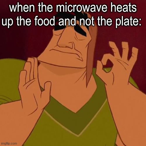 perfection. |  when the microwave heats up the food and not the plate: | image tagged in when x just right | made w/ Imgflip meme maker