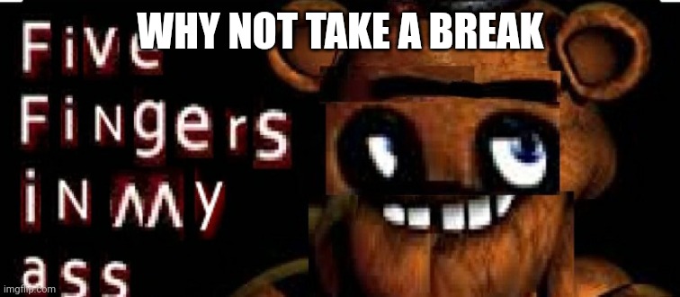 Five Fingers in My ass | WHY NOT TAKE A BREAK | image tagged in five fingers in my ass | made w/ Imgflip meme maker