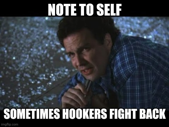 NOTE TO SELF SOMETIMES HOOKERS FIGHT BACK | made w/ Imgflip meme maker