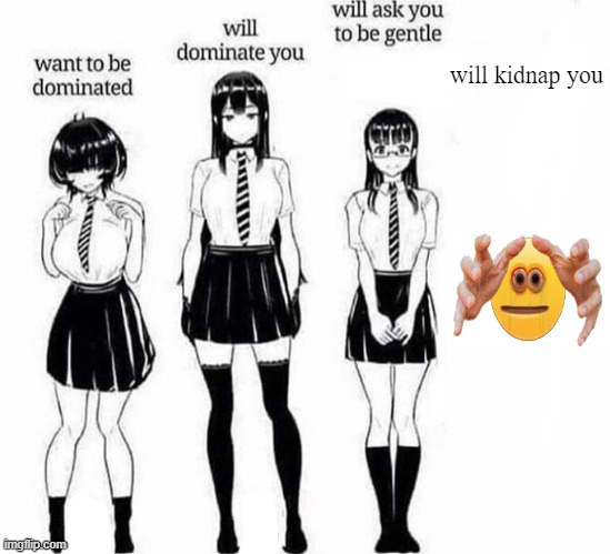 Want to be dominated | will kidnap you | image tagged in want to be dominated | made w/ Imgflip meme maker