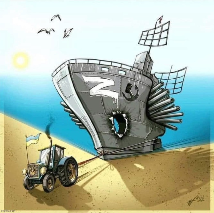 Ukrainian farmers vs. Russian warship | image tagged in ukrainian farmers vs russian warship,ukraine,russia,ukrainian lives matter,comics/cartoons,cartoon | made w/ Imgflip meme maker