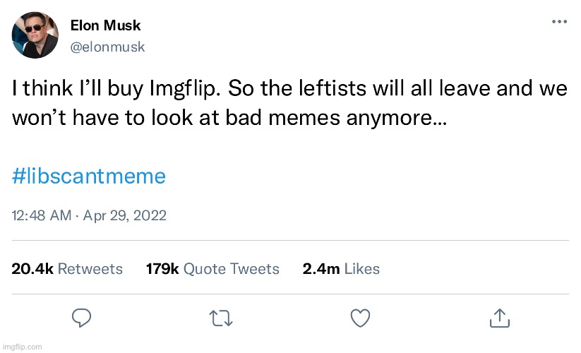 Yes! | image tagged in elon musk,make them leave | made w/ Imgflip meme maker