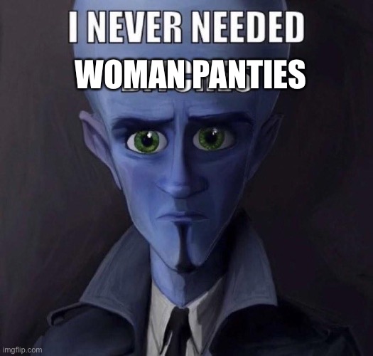 i never needed bitches | WOMAN PANTIES | image tagged in i never needed bitches | made w/ Imgflip meme maker