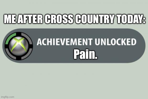 (mod note: Same) | ME AFTER CROSS COUNTRY TODAY:; Pain. | image tagged in achievement unlocked | made w/ Imgflip meme maker