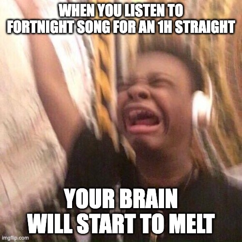 what happens when you listen to fortnight songs | WHEN YOU LISTEN TO FORTNIGHT SONG FOR AN 1H STRAIGHT; YOUR BRAIN WILL START TO MELT | image tagged in hate that feelings | made w/ Imgflip meme maker