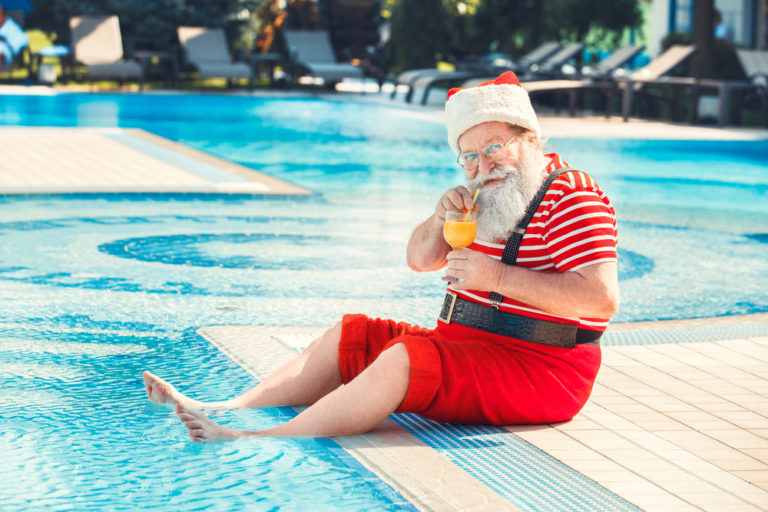 High Quality Santa Claus on Holiday Blank Meme Template
