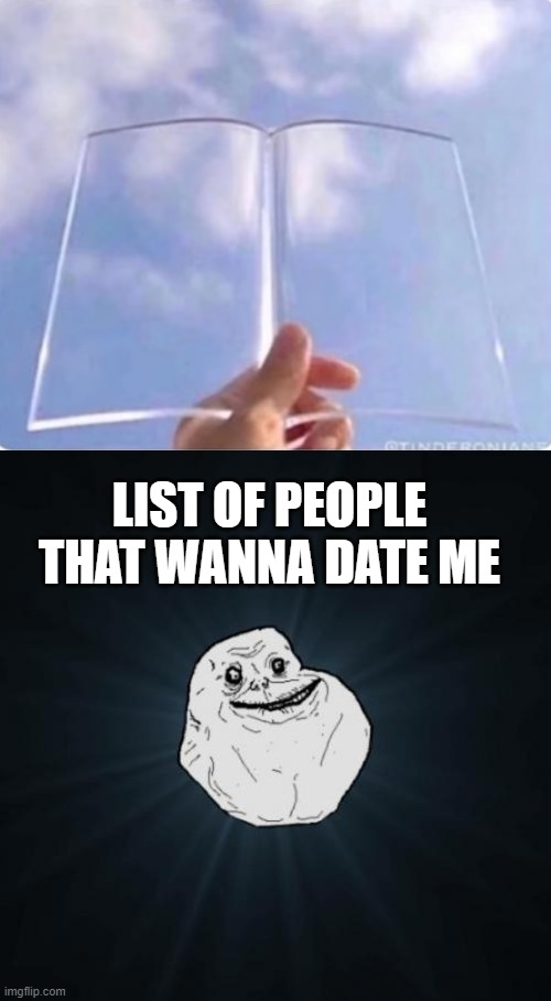 LIST OF PEOPLE THAT WANNA DATE ME | image tagged in memes,forever alone | made w/ Imgflip meme maker