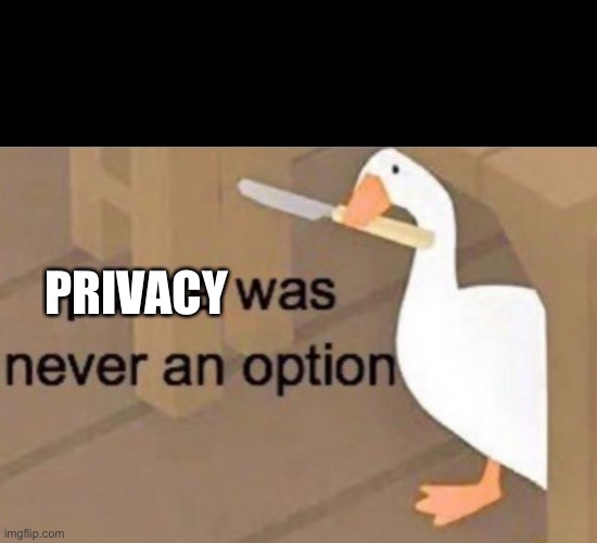 PRIVACY | image tagged in peace was never an option | made w/ Imgflip meme maker