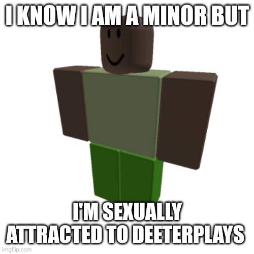 Fr | I KNOW I AM A MINOR BUT; I'M SEXUALLY ATTRACTED TO DEETERPLAYS | image tagged in roblox oc | made w/ Imgflip meme maker