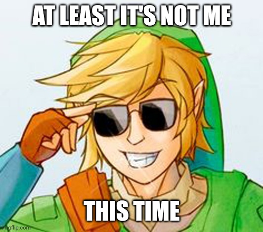 Troll Link | AT LEAST IT'S NOT ME THIS TIME | image tagged in troll link | made w/ Imgflip meme maker