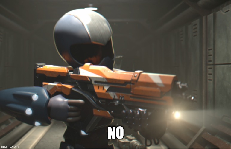NO | image tagged in toonami tom with a gun | made w/ Imgflip meme maker