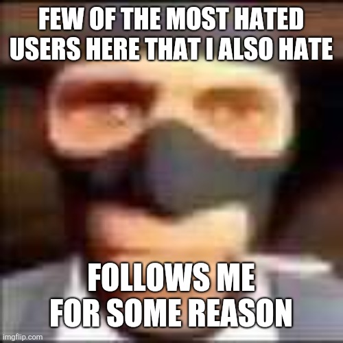 i think they want me to help them with their mental life or just thinks i'm cool. | FEW OF THE MOST HATED USERS HERE THAT I ALSO HATE; FOLLOWS ME FOR SOME REASON | image tagged in spi | made w/ Imgflip meme maker