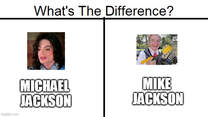 Name Confusion |  MIKE 
JACKSON; MICHAEL 
JACKSON | image tagged in what's the difference | made w/ Imgflip meme maker