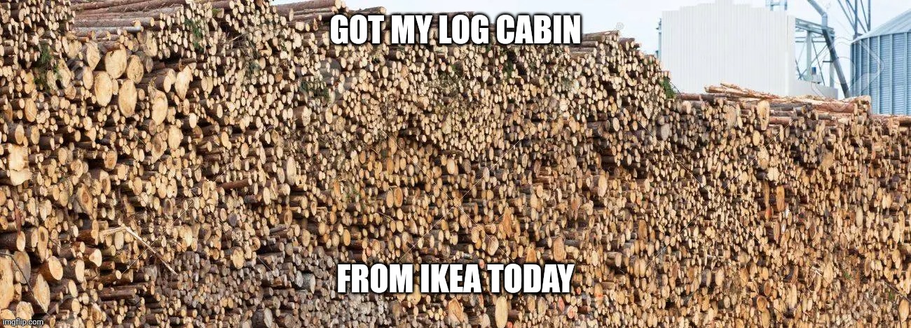 Ikea Log Cabin | GOT MY LOG CABIN; FROM IKEA TODAY | image tagged in funny memes,ikea,shopping,building | made w/ Imgflip meme maker