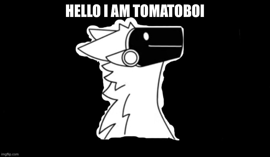 Protogen but dark background | HELLO I AM TOMATOBOI | image tagged in protogen but dark background | made w/ Imgflip meme maker