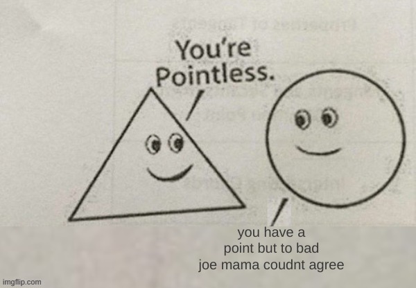 You're Pointless Blank | you have a point but to bad joe mama coudnt agree | image tagged in you're pointless blank | made w/ Imgflip meme maker